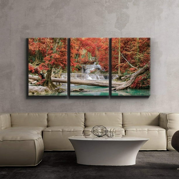 Wall Art Japanese Temple And Waterfall Canvas Print Painting Poster Home Decor